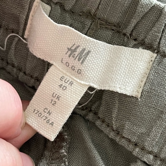 H&M LOGG linen gray drawstring comfort lounge pants - Picture 3 of 4